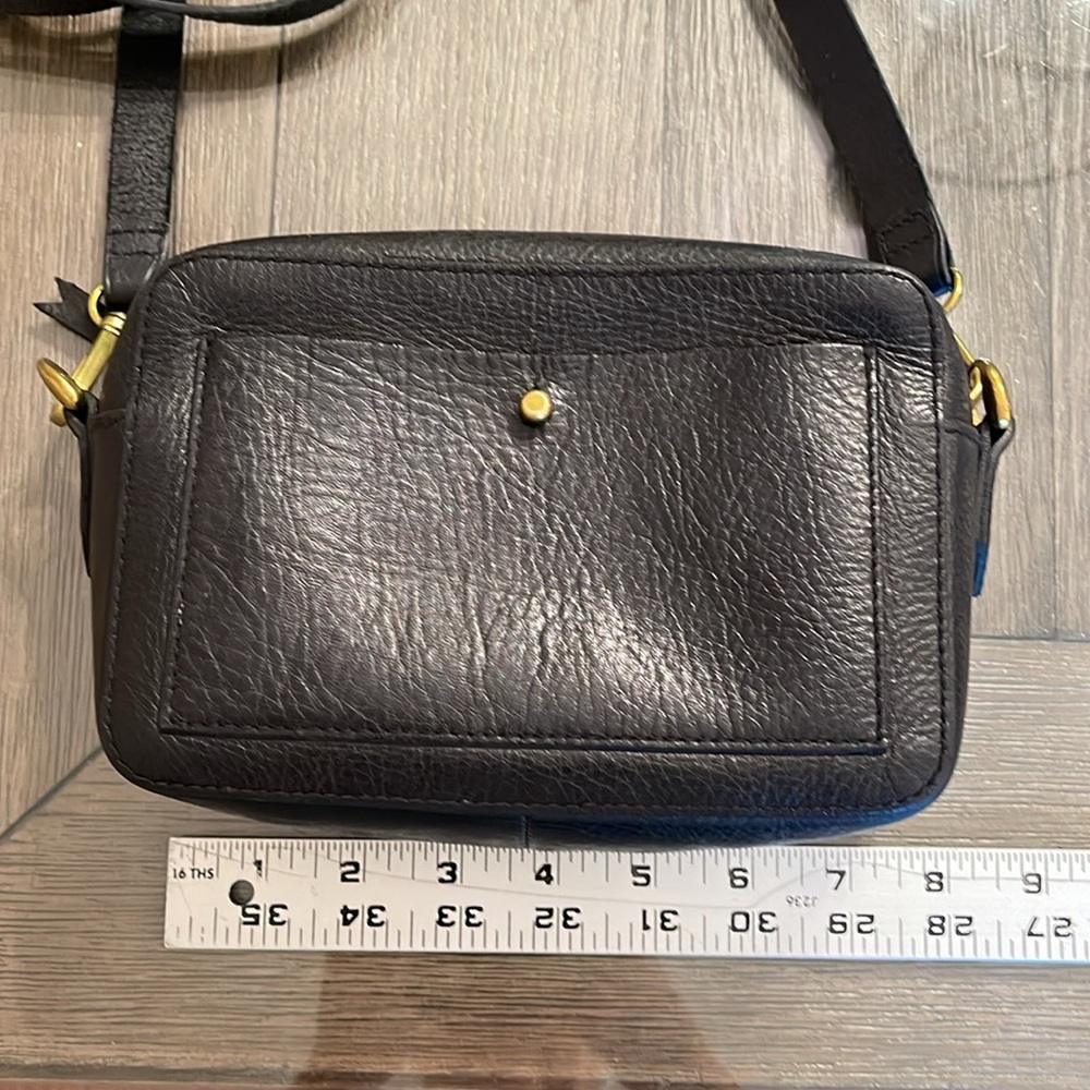 Madewell Transport Camera Bag Black Leather Crossbody Bag with Two Straps - Picture 6 of 17